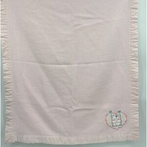 Vintage Cuddle Time Fleece Baby Blanket Pink Teddy Bear USA Made